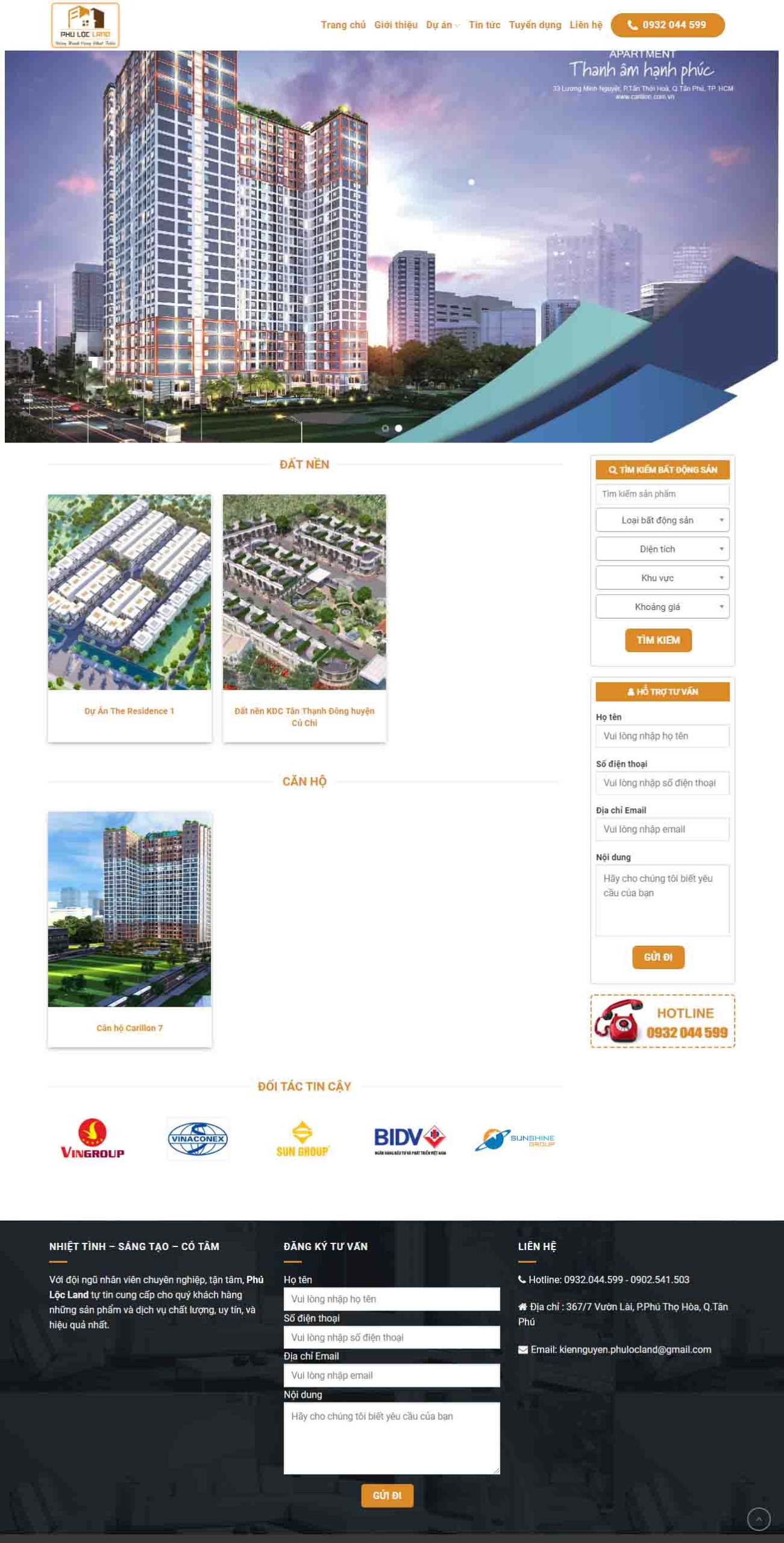 Mẫu giao diện thiết kế website bất động sản một sự án giá rẻ