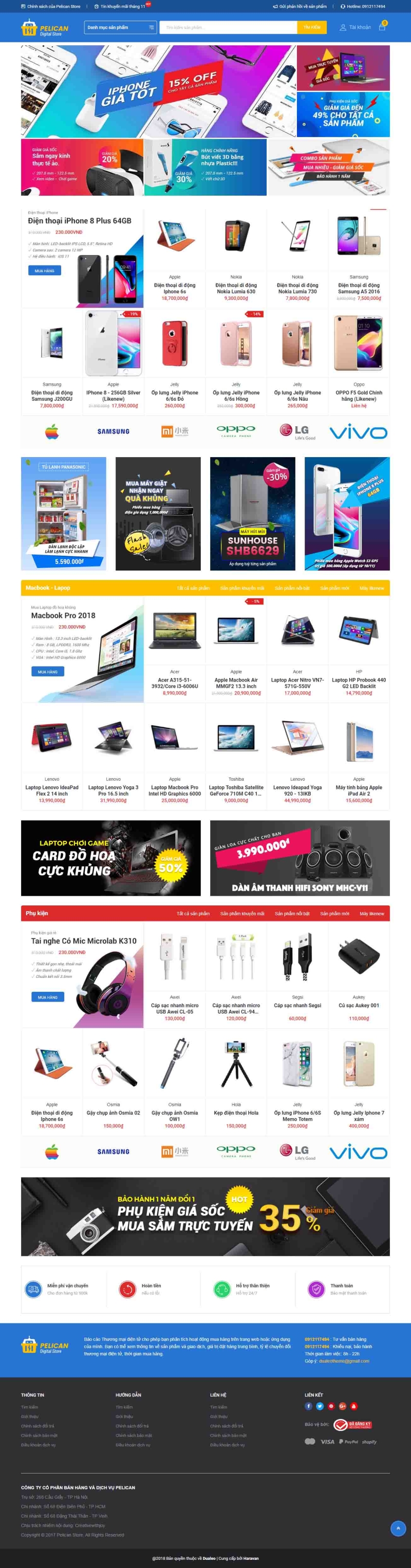 Mẫu giao diện thiết kế website bán hàng điện thoại và đồ công nghệ