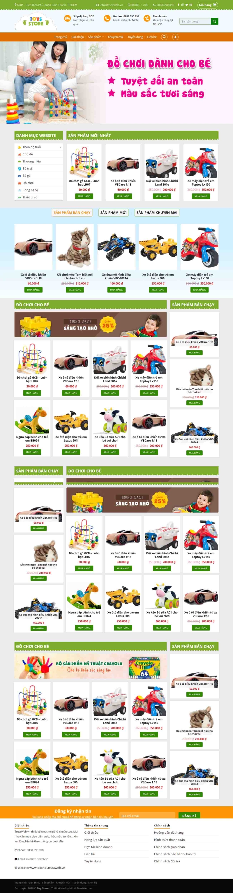 Mẫu giao diện thiết kế website bán hàng đồ chơi cho bé