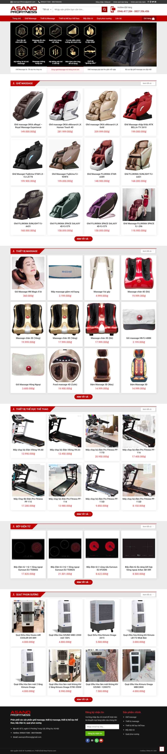 Mẫu giao diện thiết kế website bán hàng ghế massage