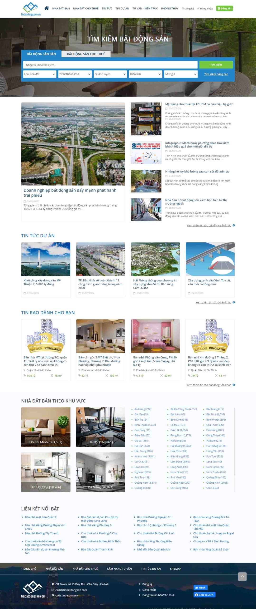 Mẫu giao diện thiết kế website bất động sản cao cấp