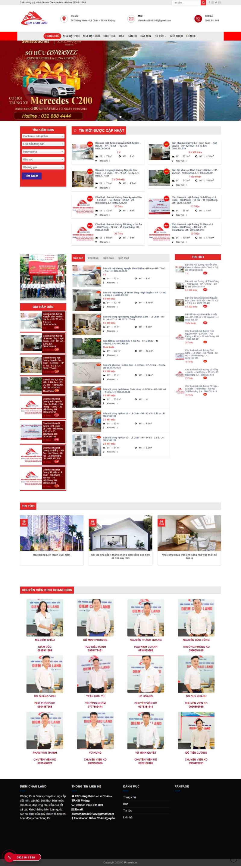 Mẫu giao diện thiết kế website bất động sản, mua bán nhà đất