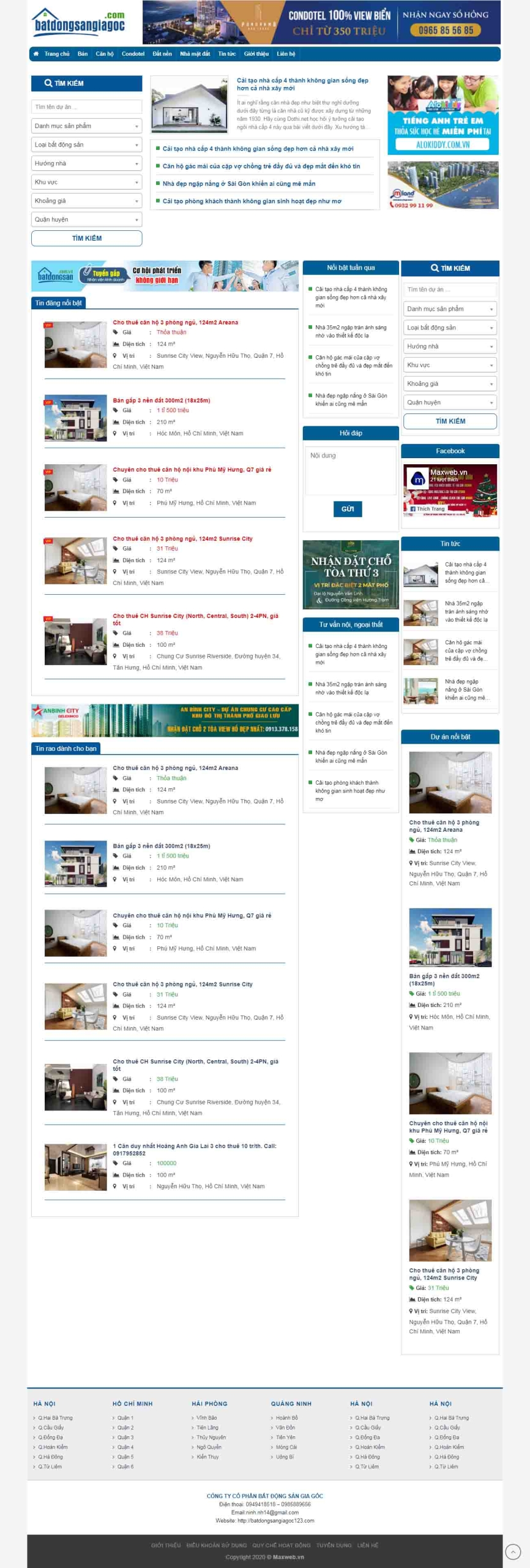 Mẫu thiết kế website bất động sản nhà đất