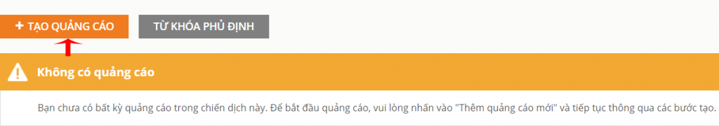 Bước 1: Chọn Tạo quảng cáo