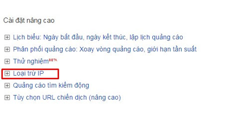 “Loại bỏ IP” trong cài đặt quảng cáo Google Adwords