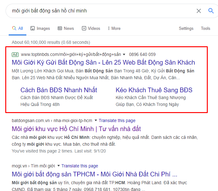 Tiêu đề hiển thị trên Google