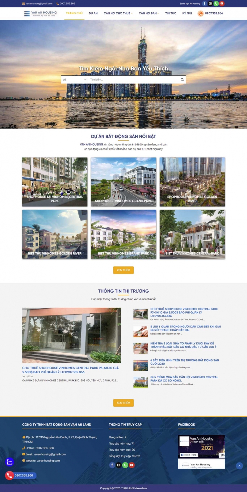 Mẫu giao diện thiết kế website bất động sản chuyên nghiệp bds203