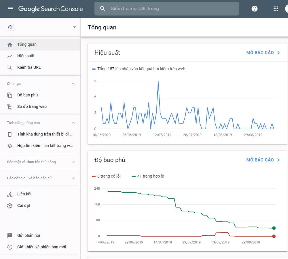 giao diện google search console