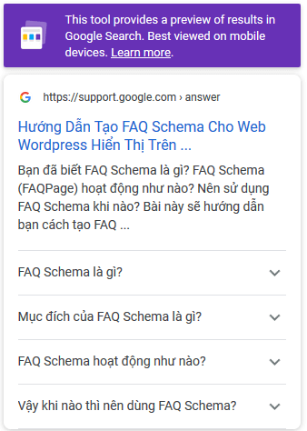 Kết quả FAQ Schema hiển thị trên Google