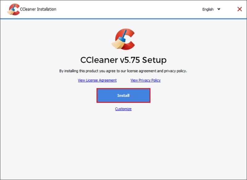 Nhấn Install để cài đặt CCleaner