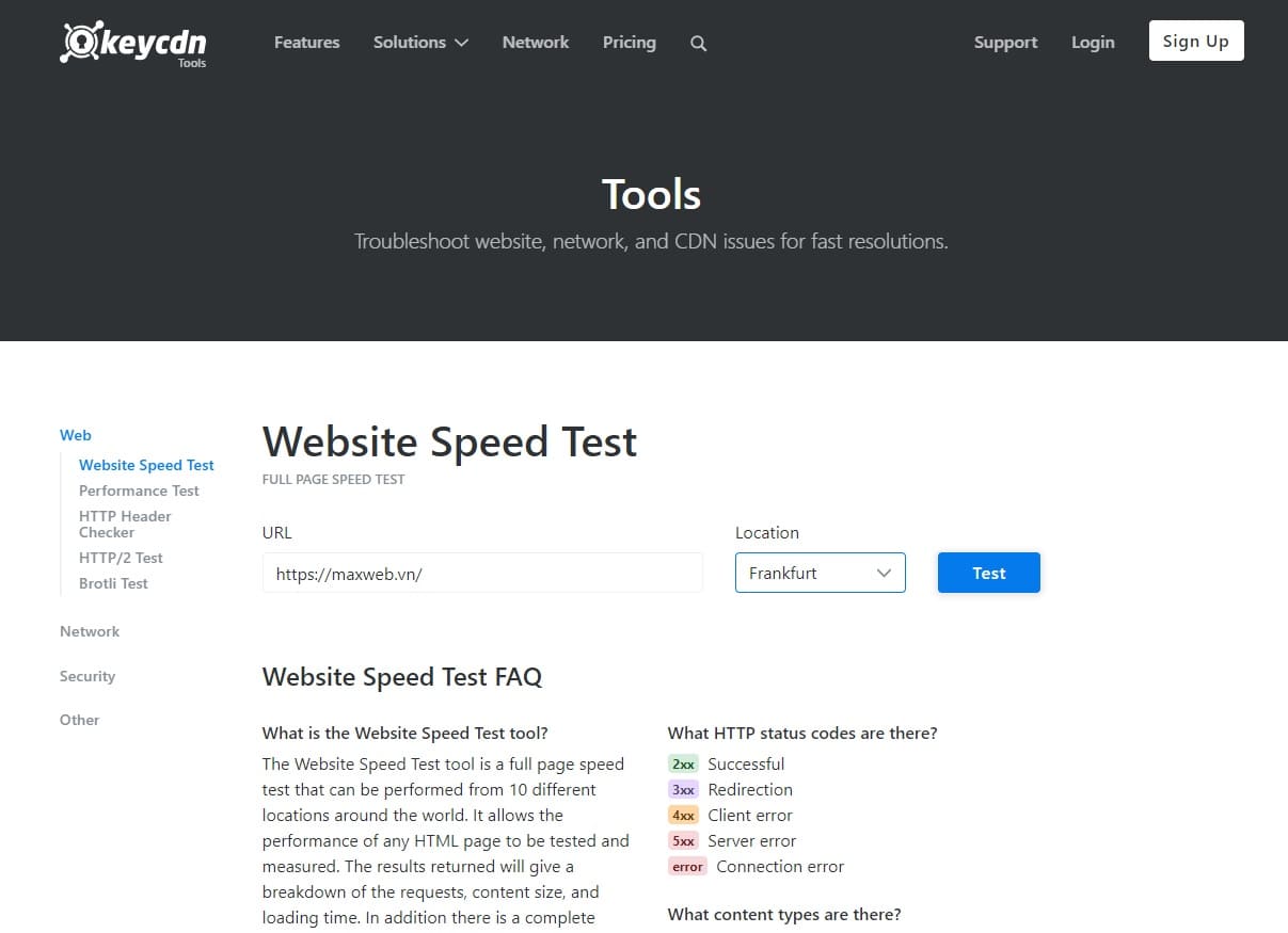 KeyCDN Website Speed Test