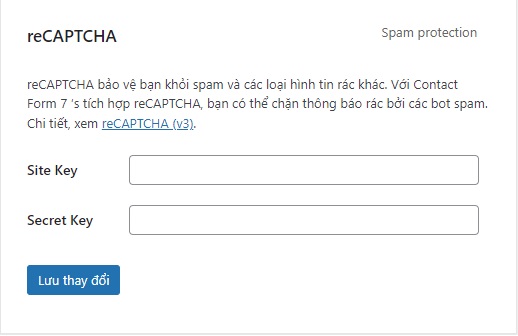 Nhập reCAPTCHA Google v3 vào contact form 7