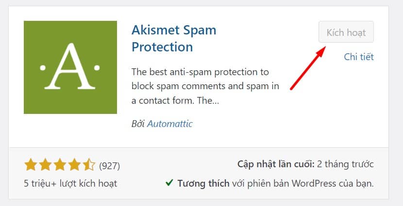 Tải Plugins Akismet Anti-Spam