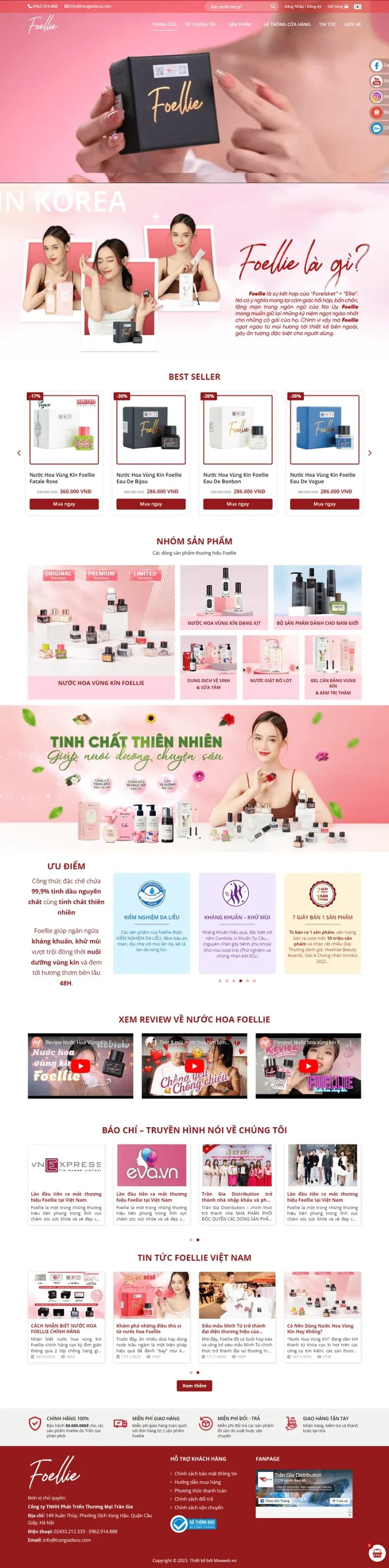Mẫu giao diện Website mỹ phẩm MP05