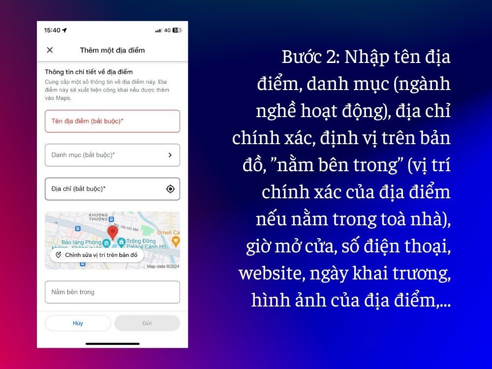 Bước 2 - Cách thêm địa điểm Google Map trên điện thoại