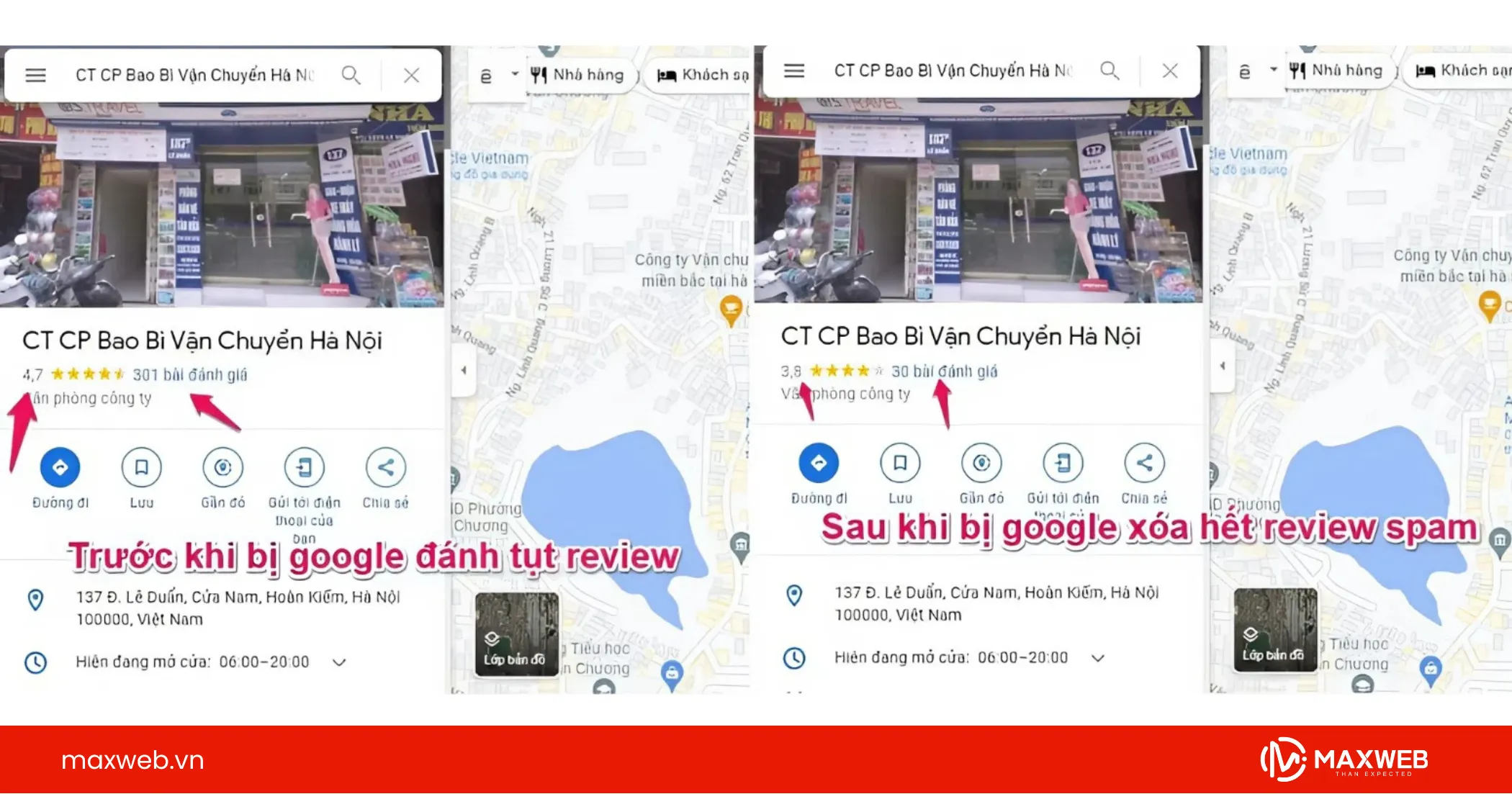 Dấu hiệu nhận biết đánh giá Google không hiển thị
