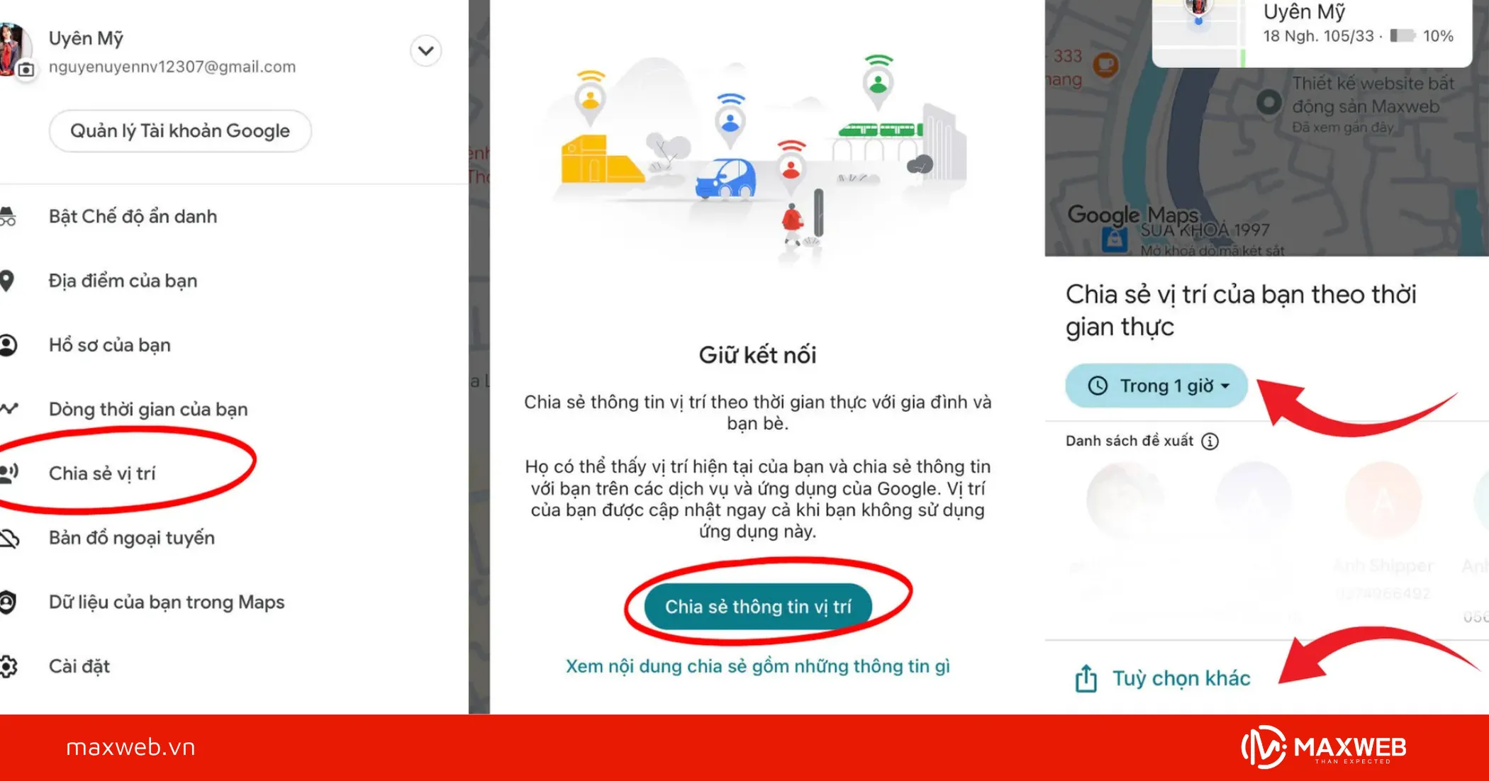 Cách chia sẻ vị trí Google map