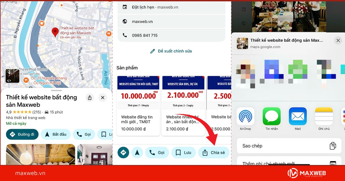 Cách chia sẻ vị trí bất kỳ trên Google map qua điện thoại