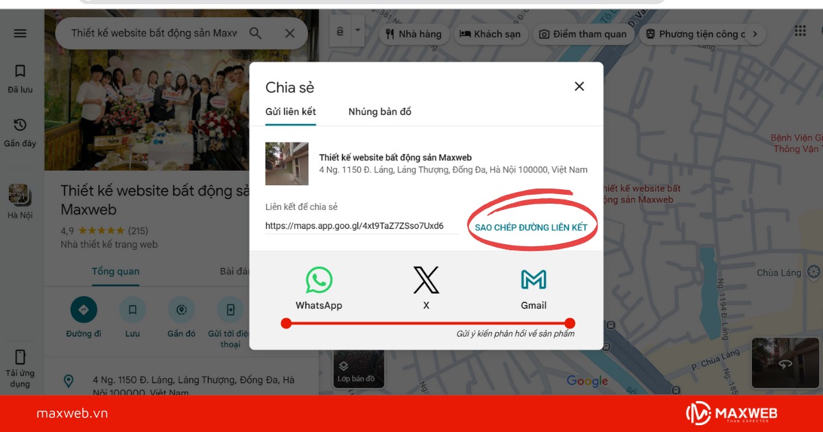 Chọn cách chia sẻ vị trí trên Google map