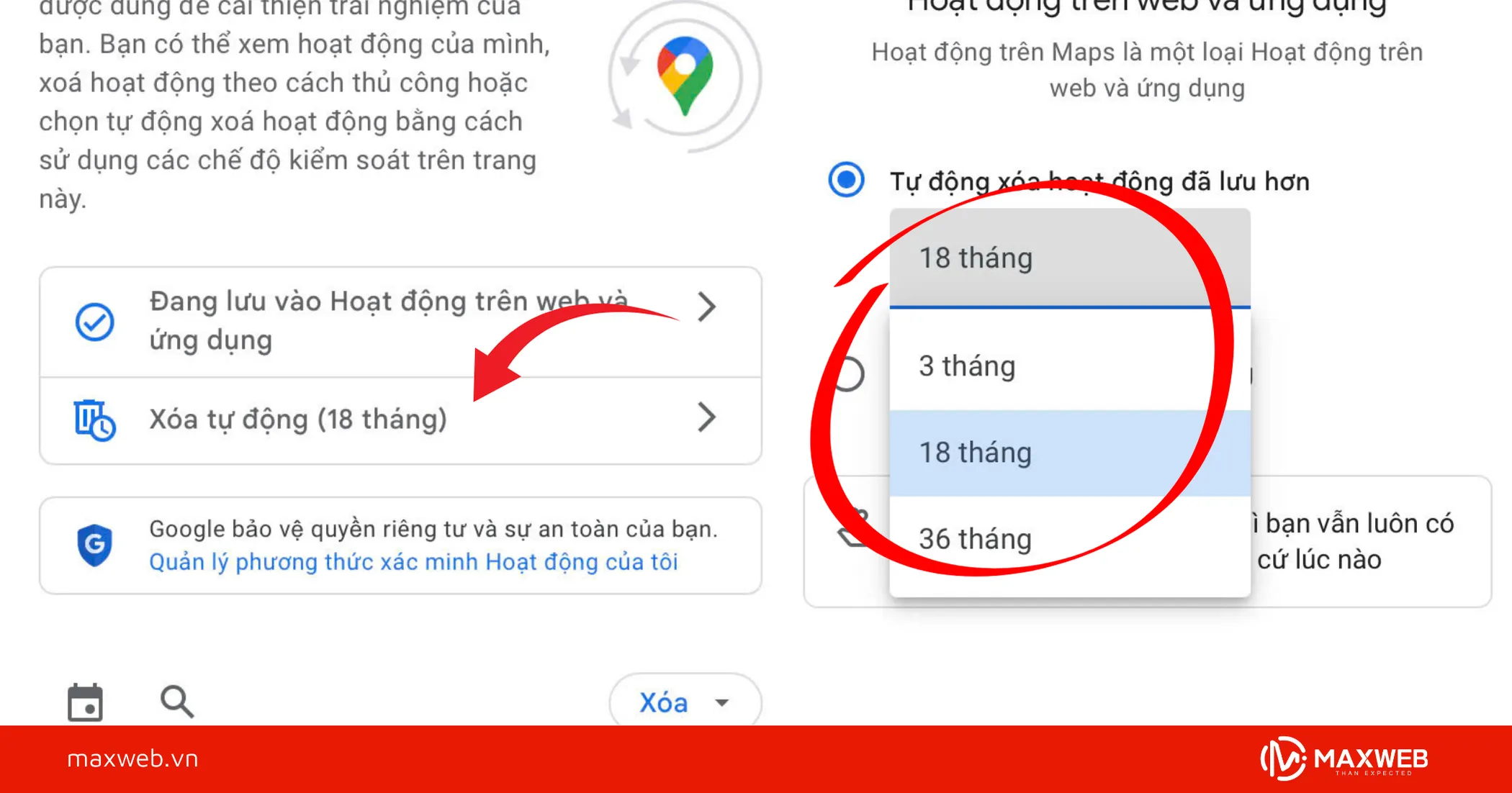 Xóa tự động lịch sử tìm kiếm trên Google map