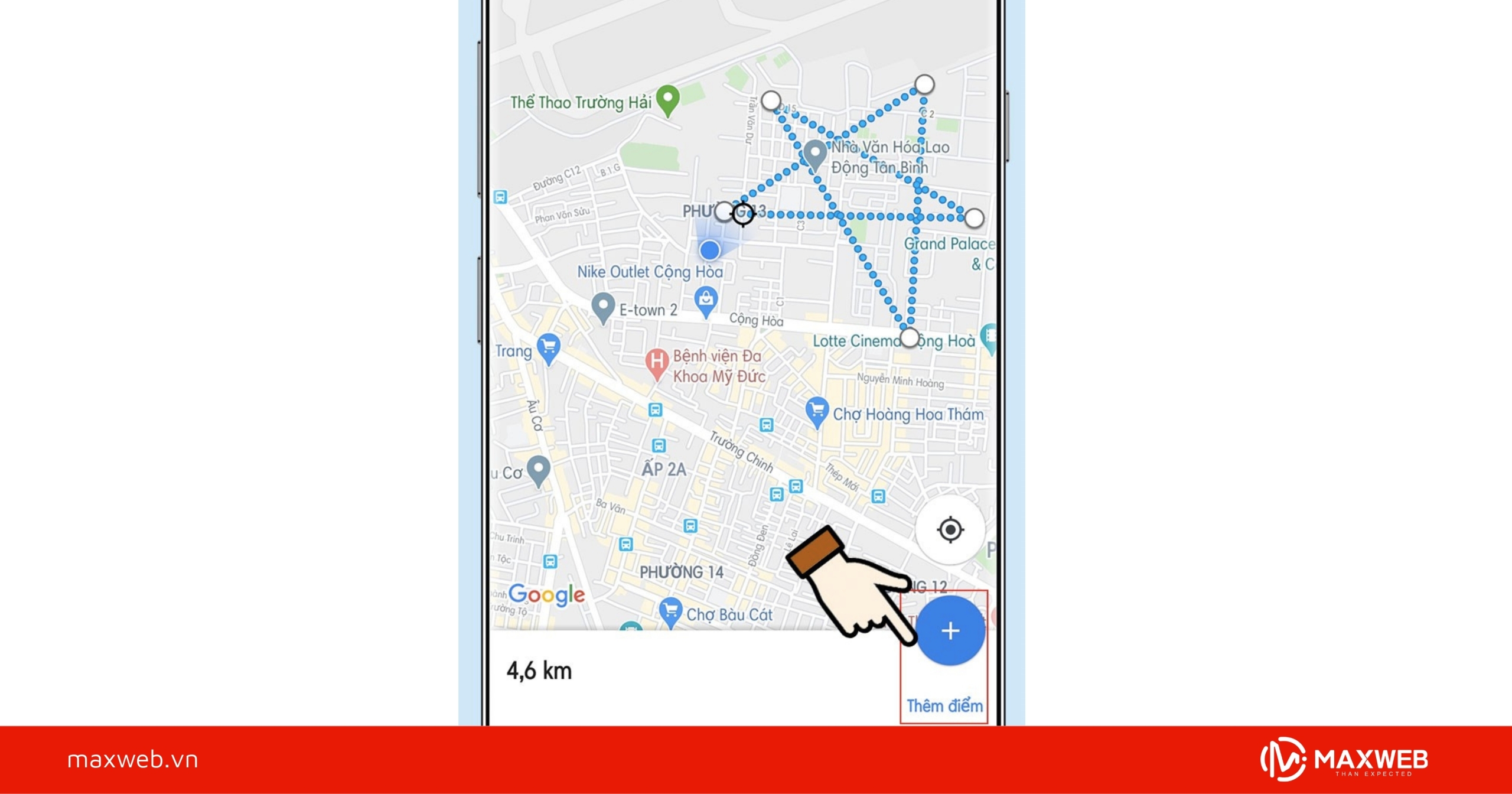 Đo khoảng cách nhiều điểm trên điện thoại
