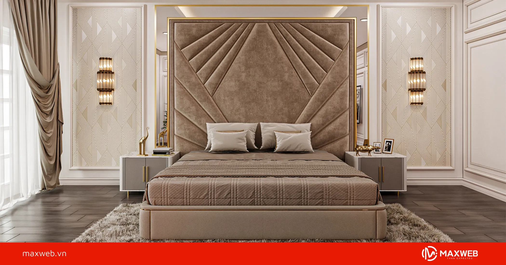 Mẫu trang trí phòng ngủ khách sạn phong cách Luxury