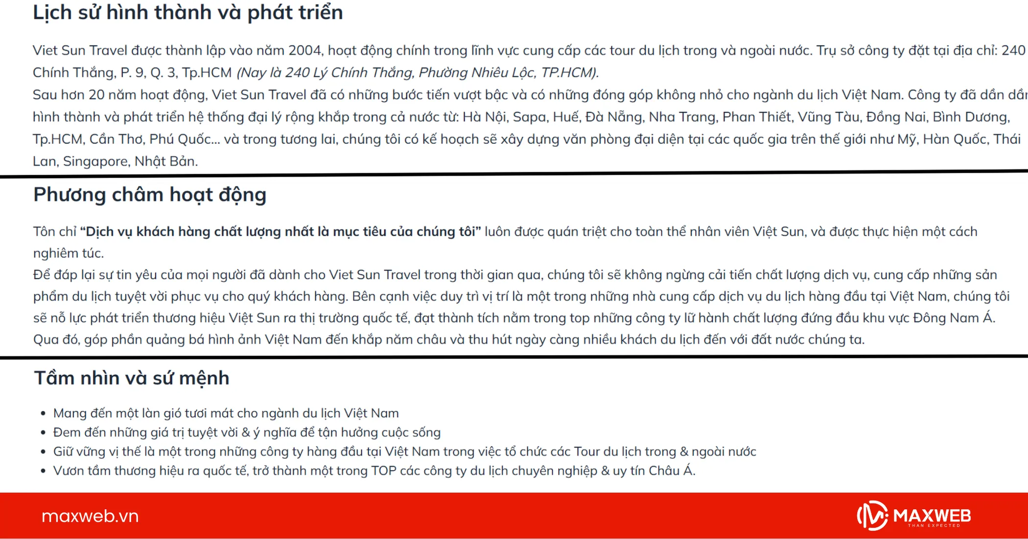 Bài viết giới thiệu về công ty du lịch