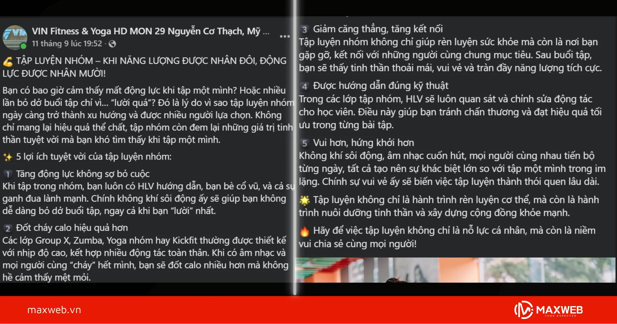 Bài quảng cáo phòng gym tạo động lực