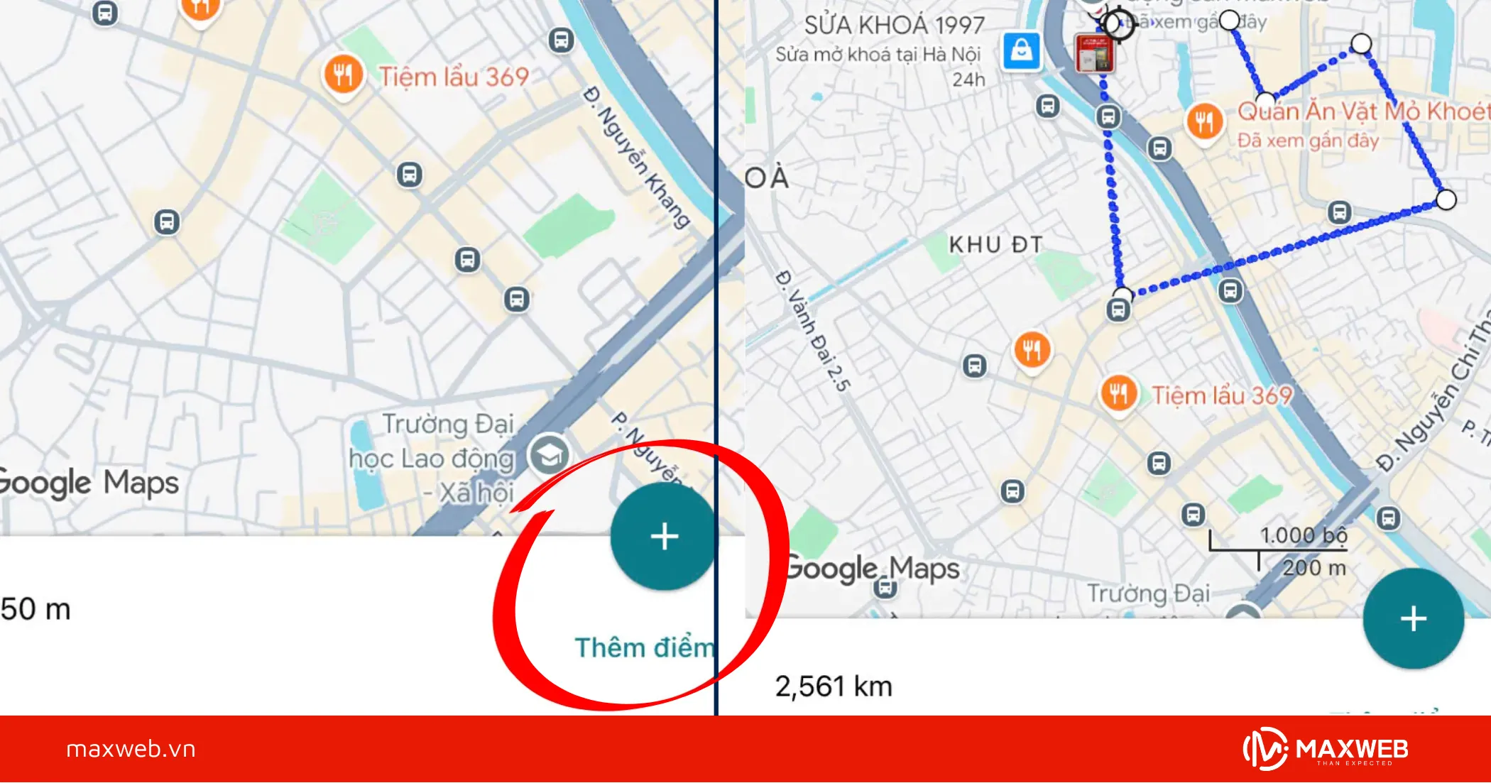 Đo khoảng cách google map ios nhiều điểm