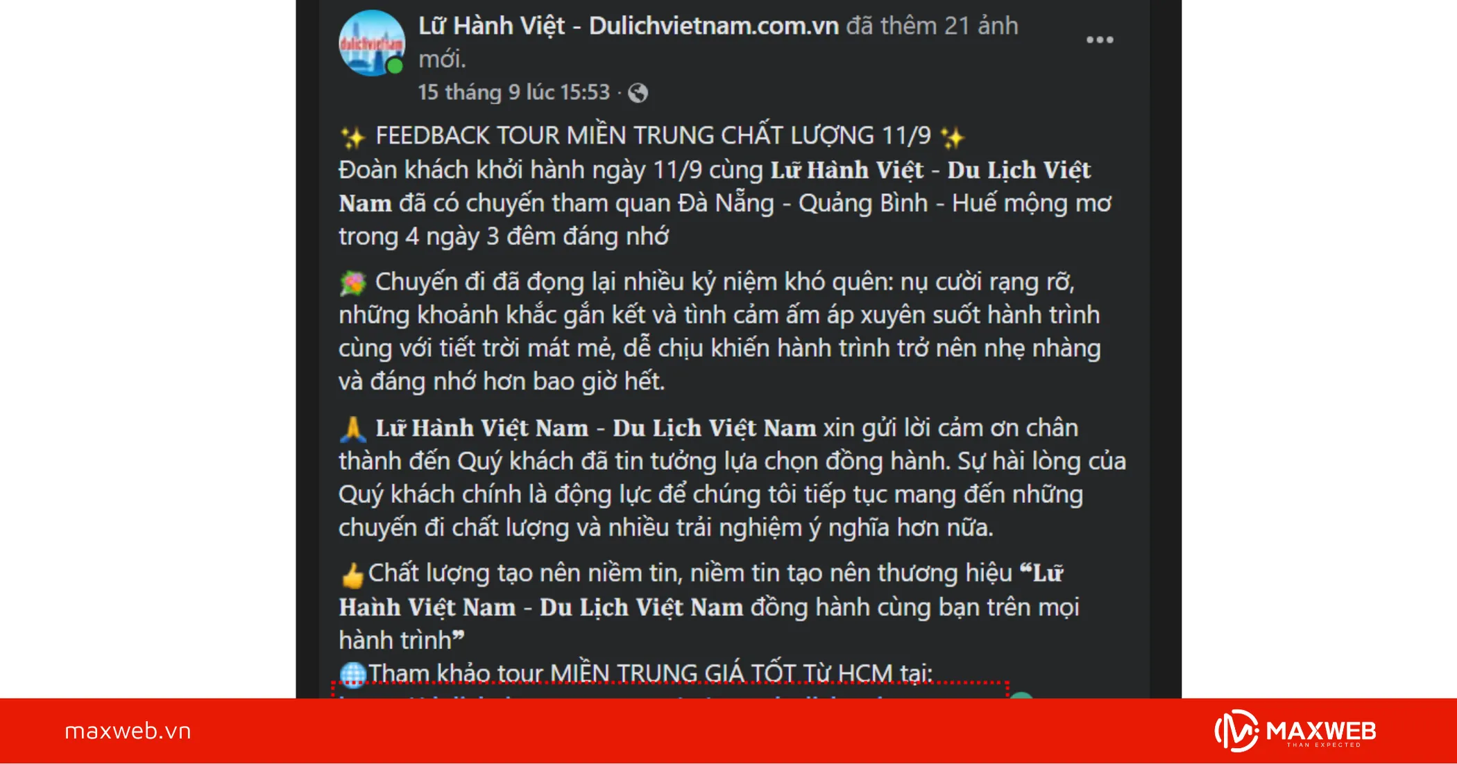 Bài viết feedback tour du lịch
