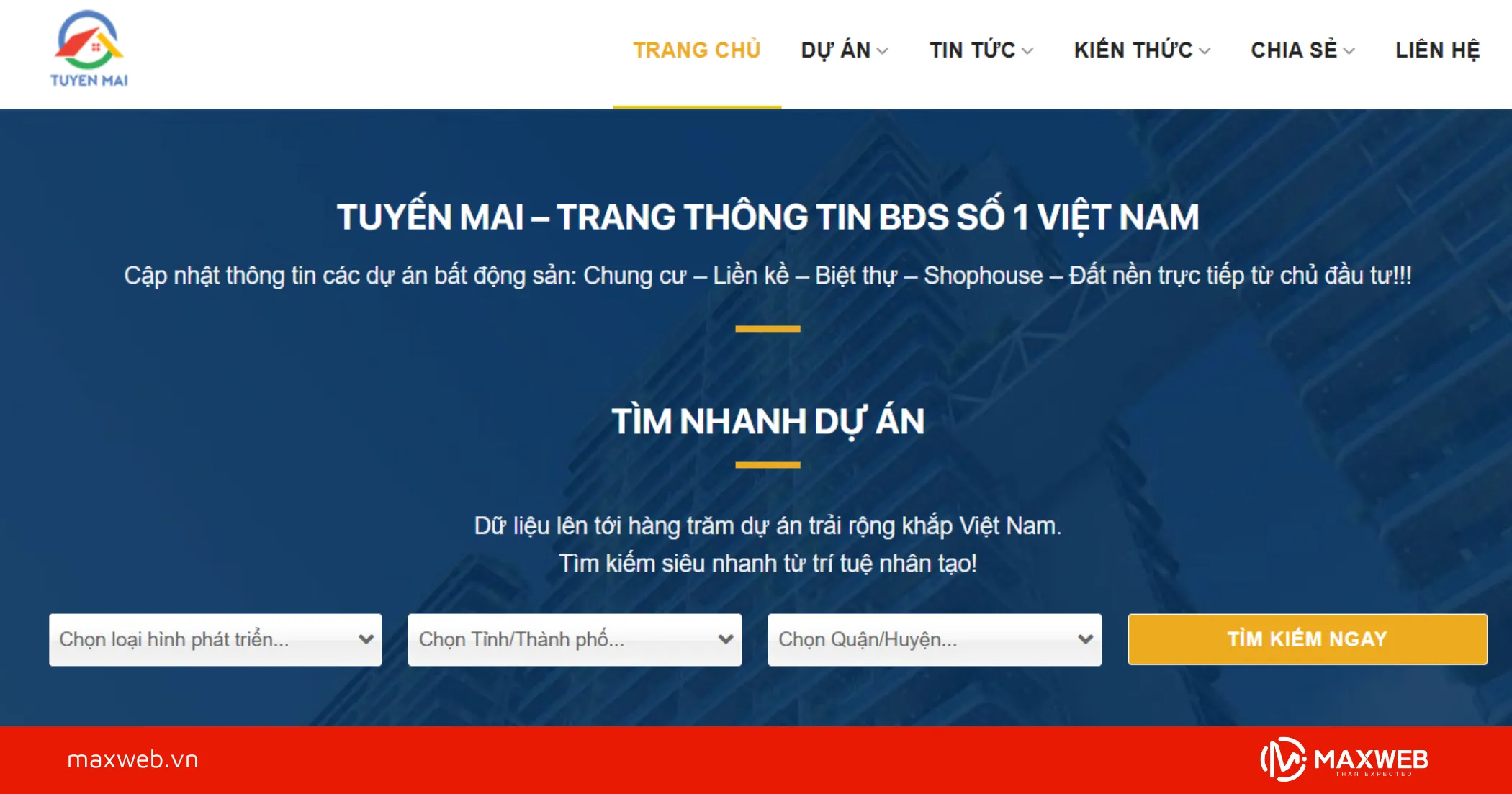 Mẫu Web bất động sản nhiều dự án BDS140