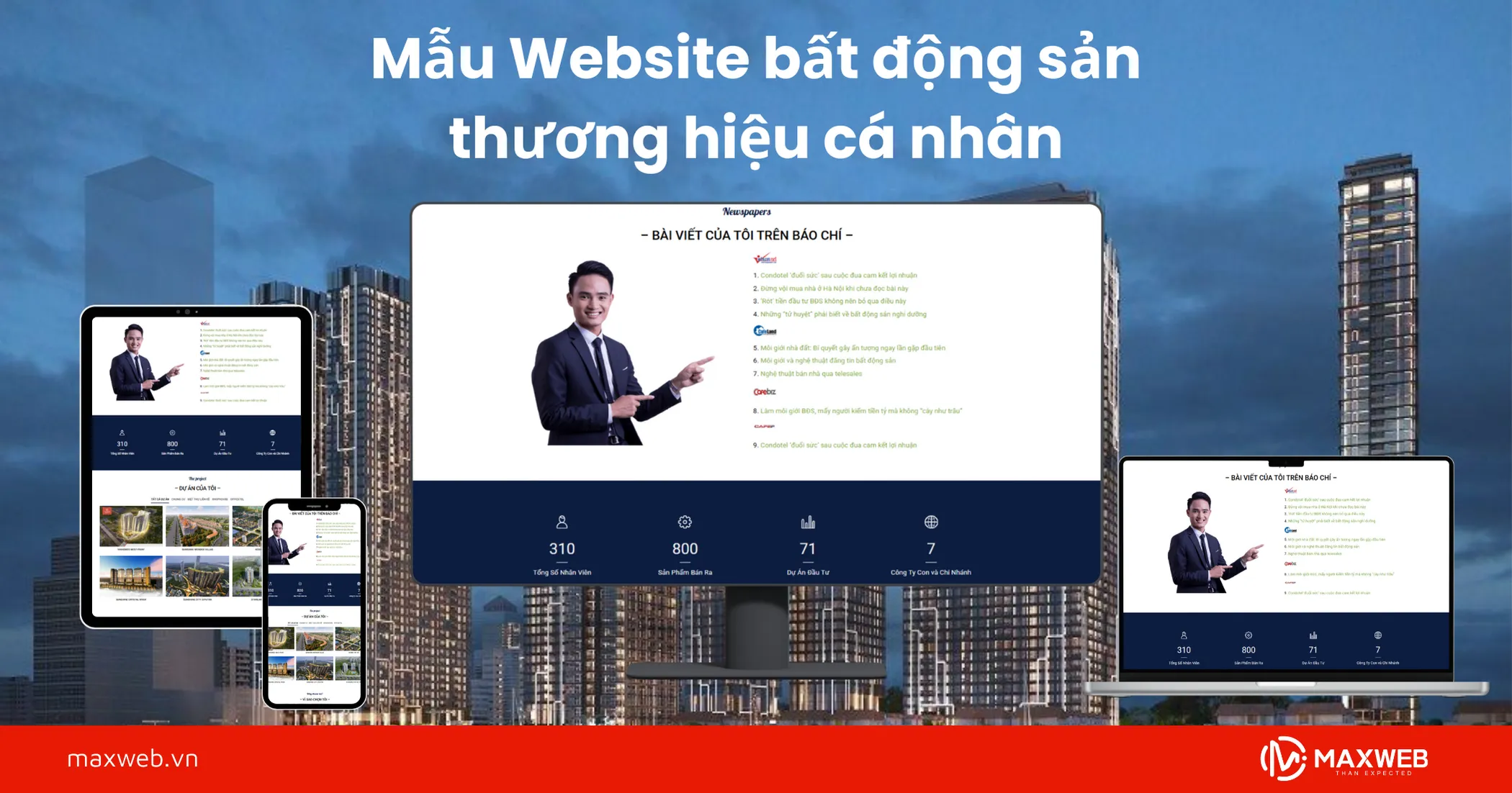 Mẫu Website bất động sản thương hiệu cá nhân