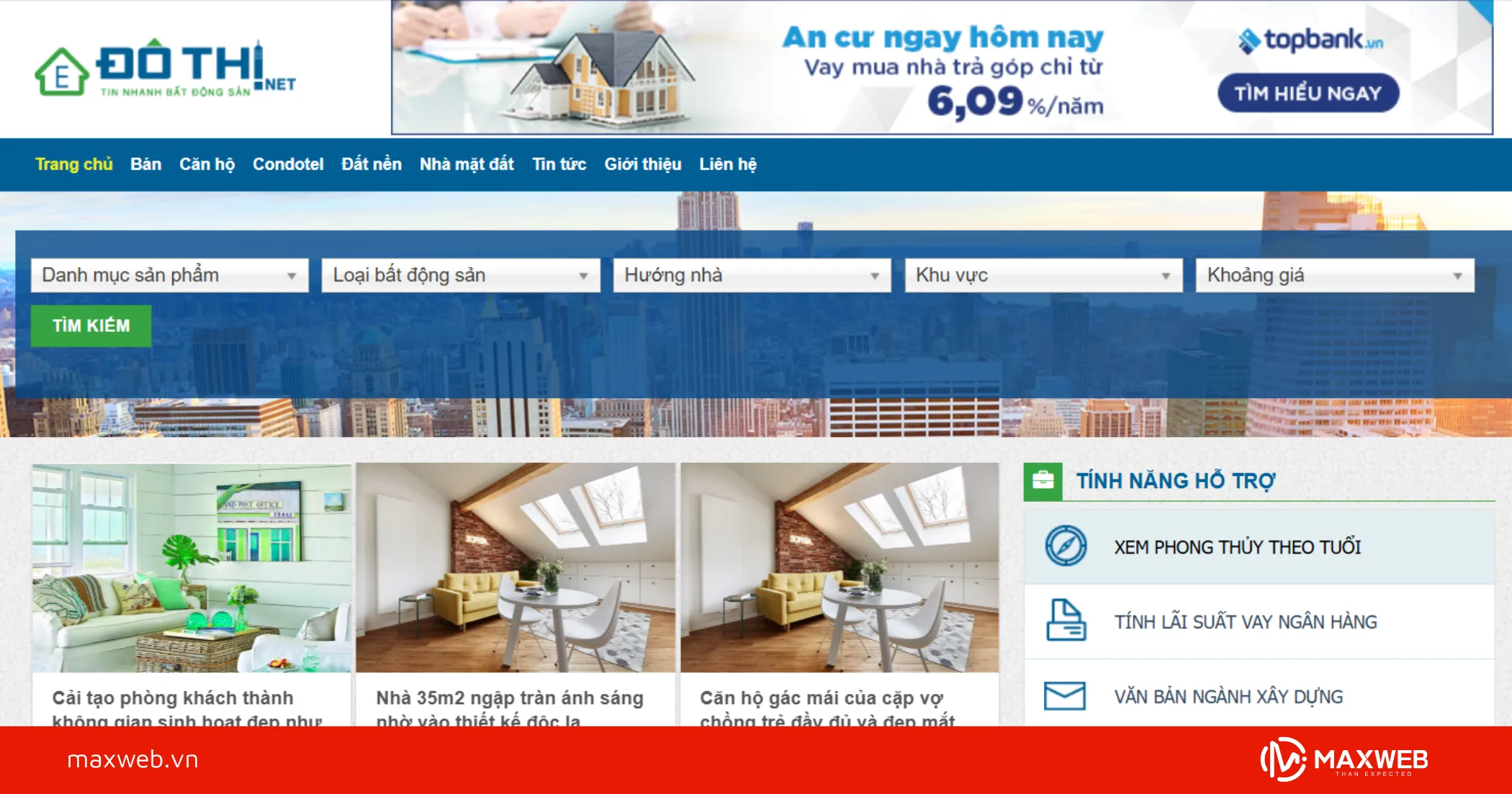 Mẫu Website đăng tin môi giới bất động sản​ BDS61