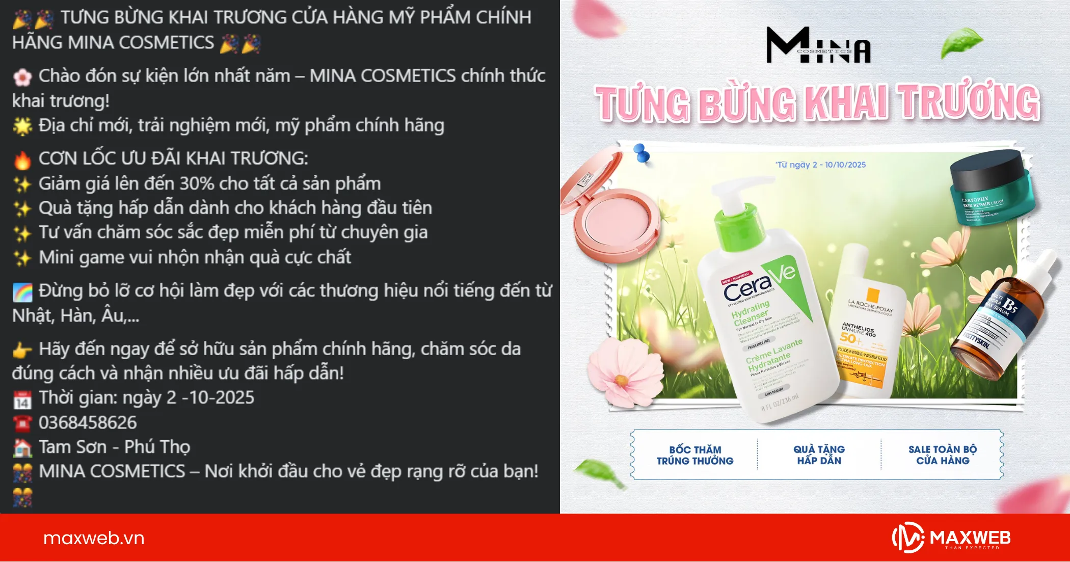 Bài viết khai trương cửa hàng mỹ phẩm 