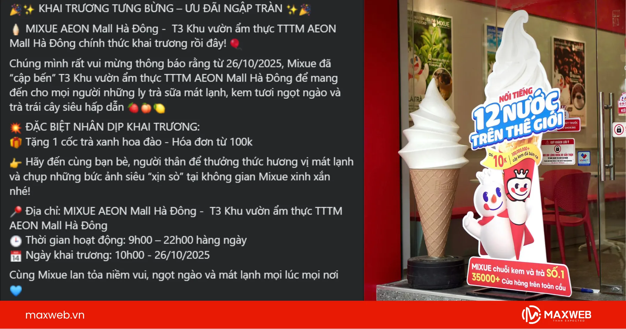 Bài viết khai trương quán trà sữa của Mixue