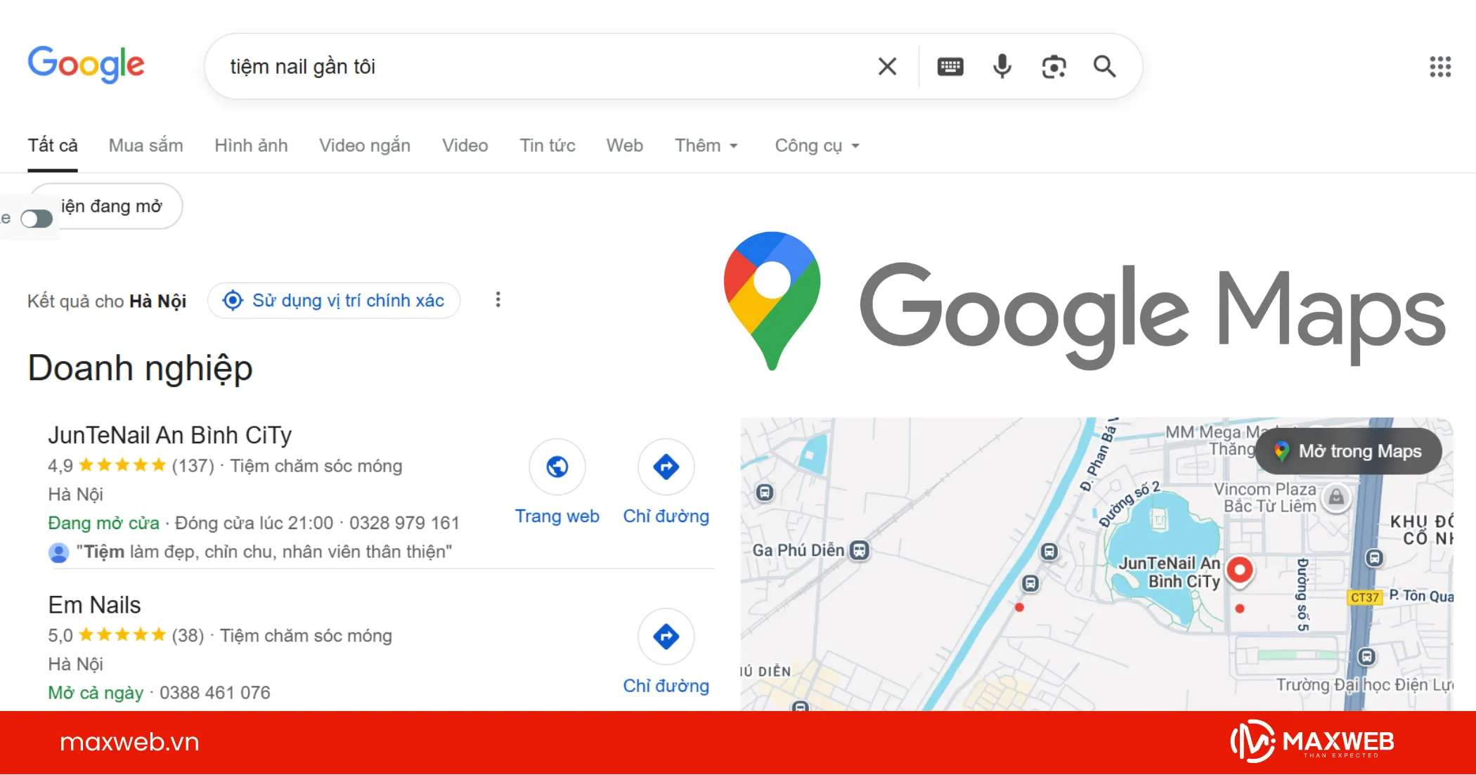 Từ đánh giá Google map thành quảng cáo tiệm nail
