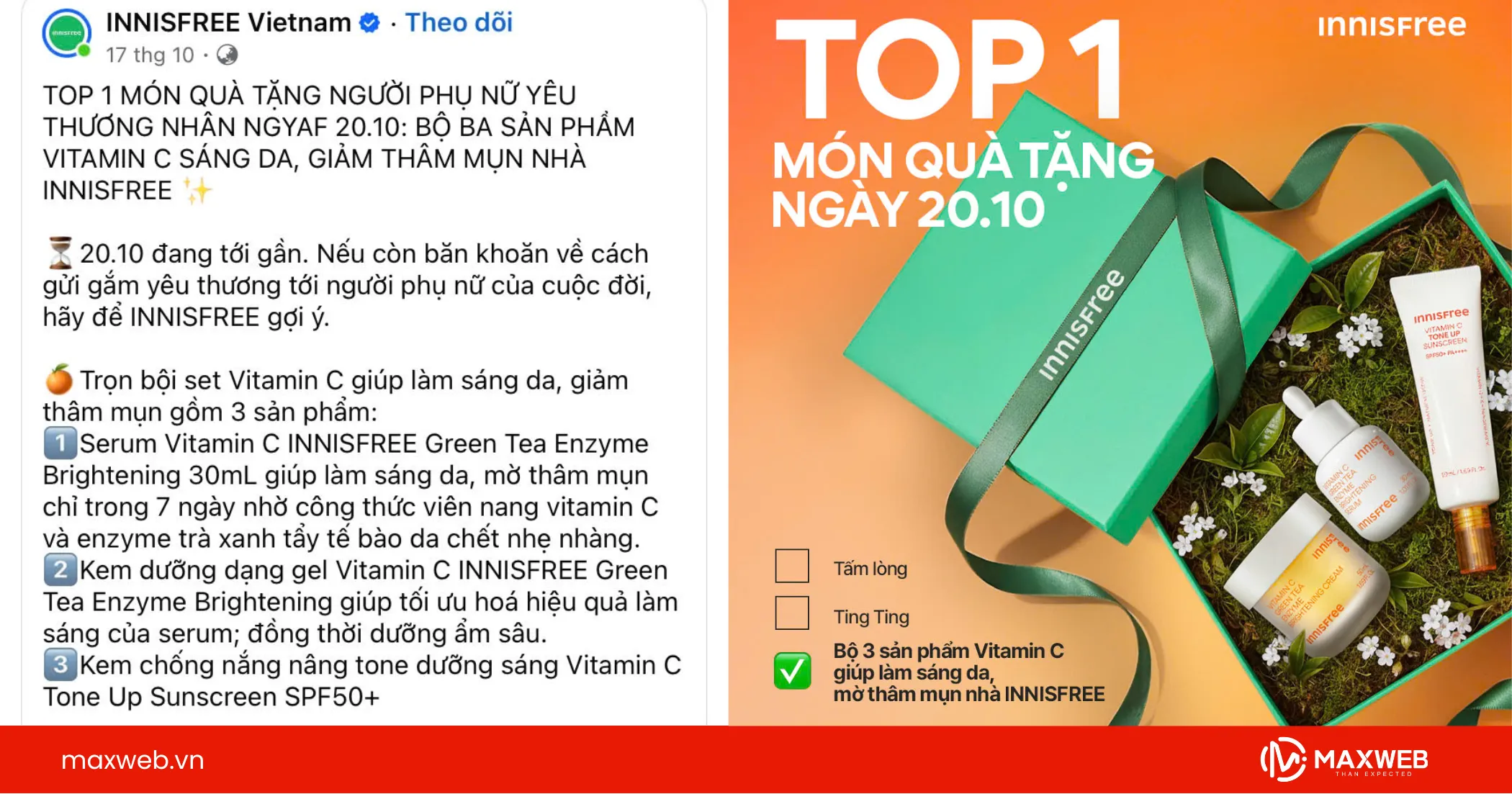 Content bán hàng mỹ phẩm Innisfree