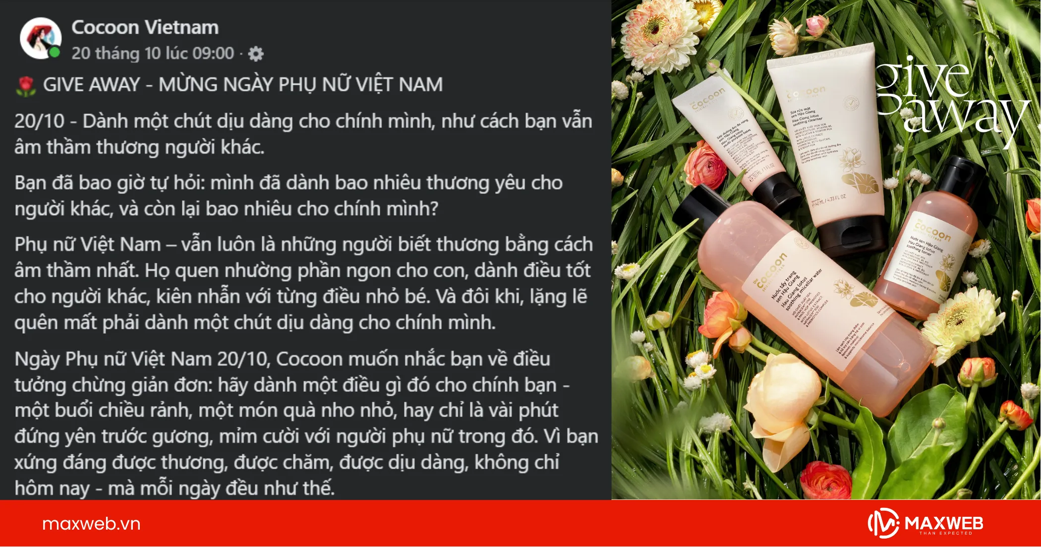 Content bán mỹ phẩm của Cocoon
