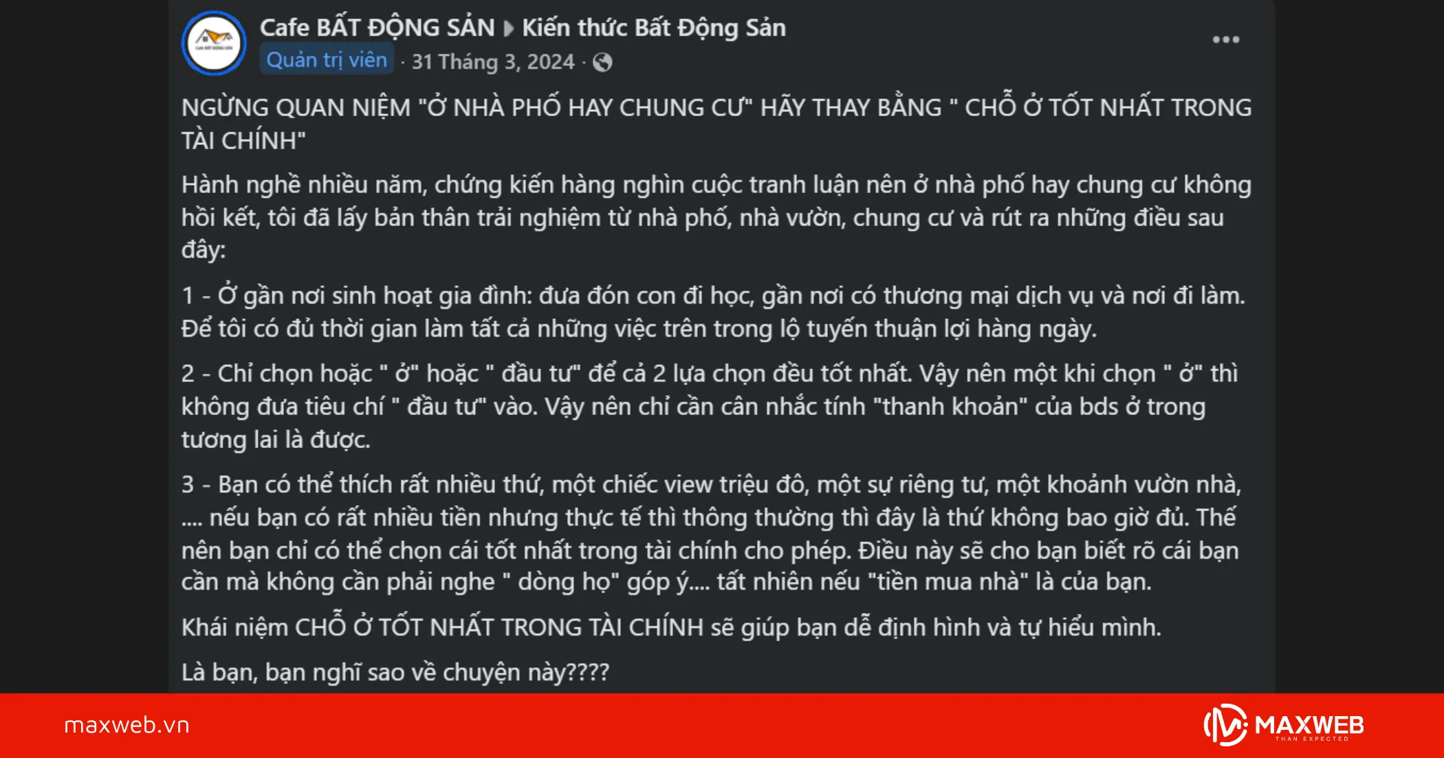 Content bất động sản chia sẻ giá trị mẫu 2