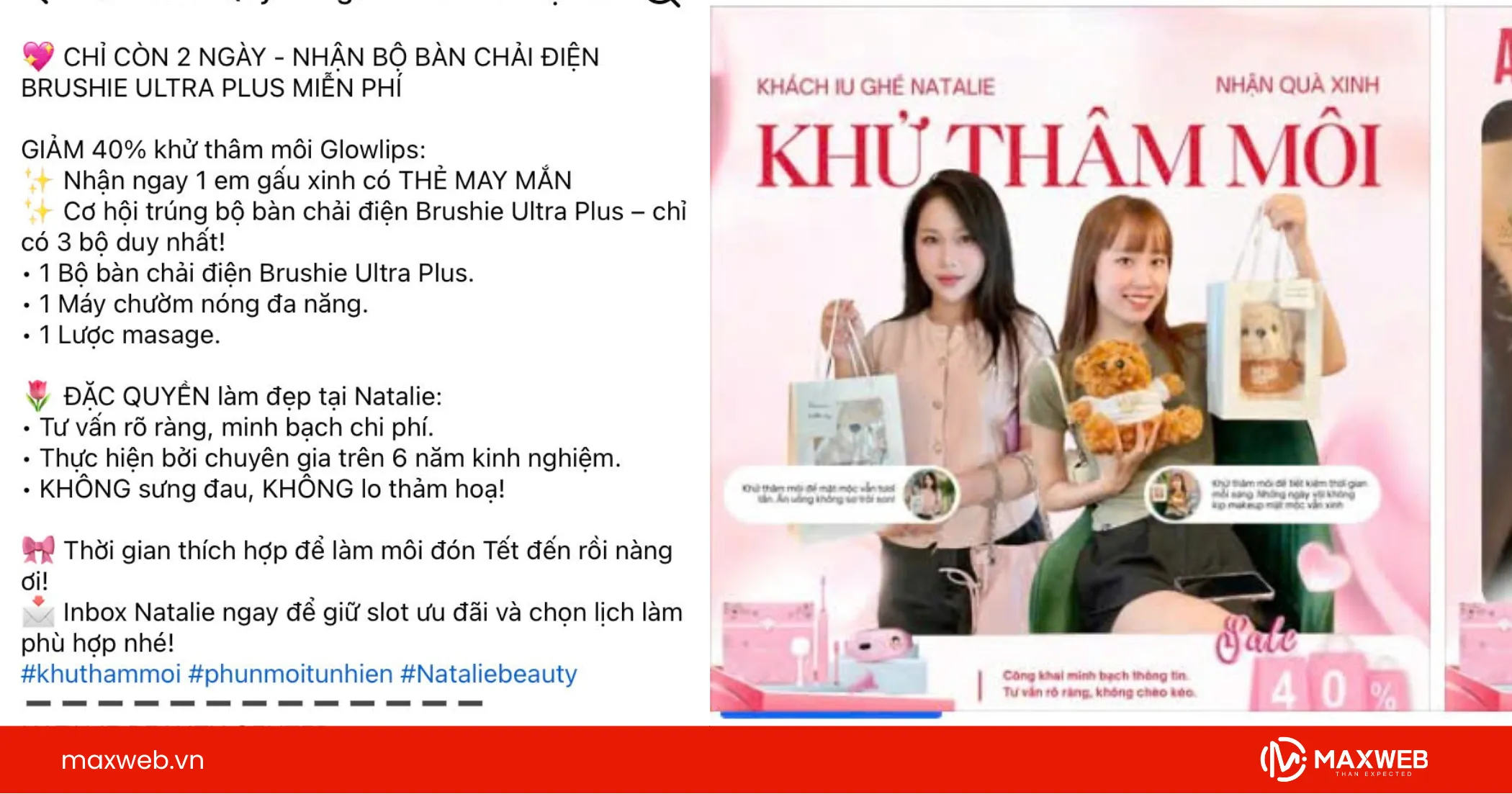 Content quảng cáo phun xăm kèm khuyến mãi