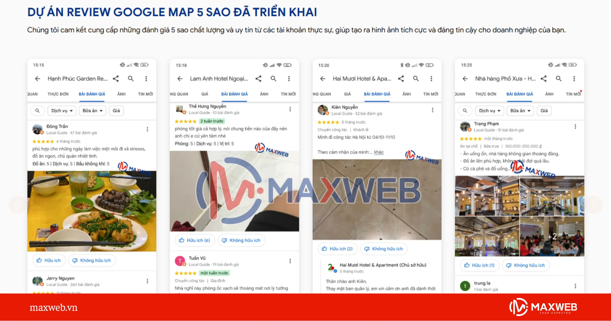 Dịch vụ Review Map chuyên nghiệp của Maxweb