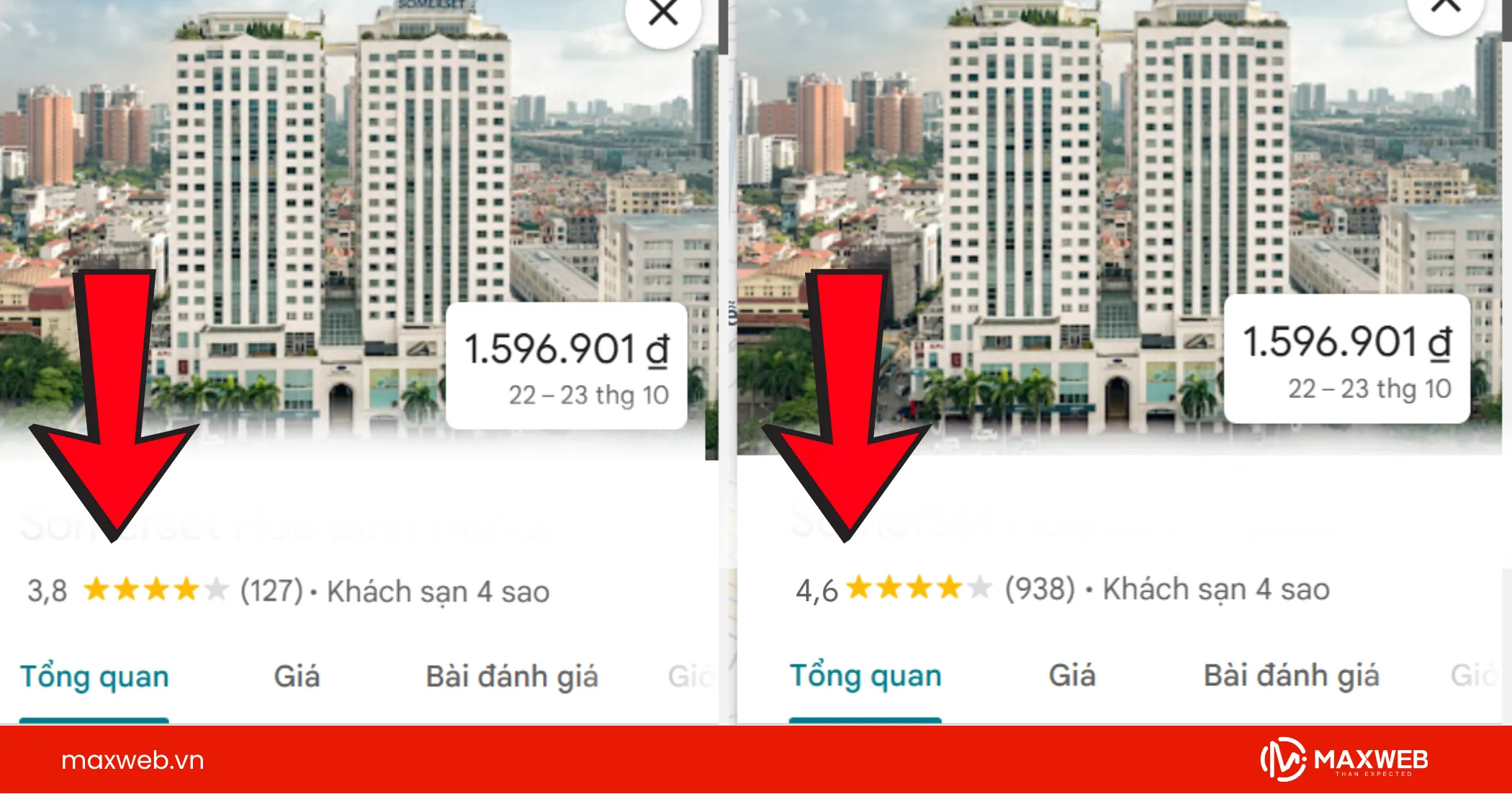 Kết quả thực tế khi Google map có đánh giá chất lượng
