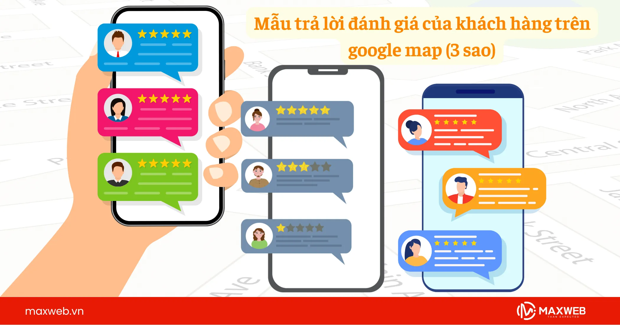 Mẫu trả lời đánh giá của khách hàng trên Google Map 3 sao