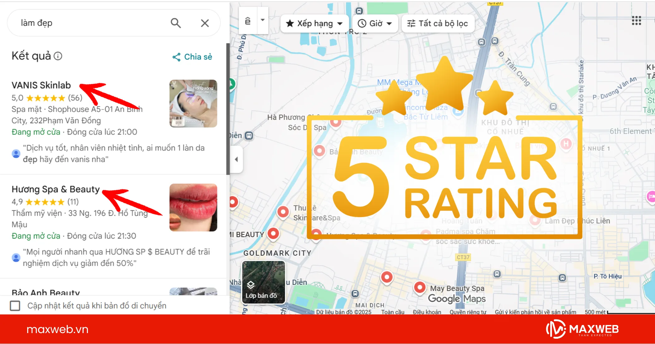 Nâng tầm thương hiệu làm đẹp với dịch vụ đánh giá Google Map