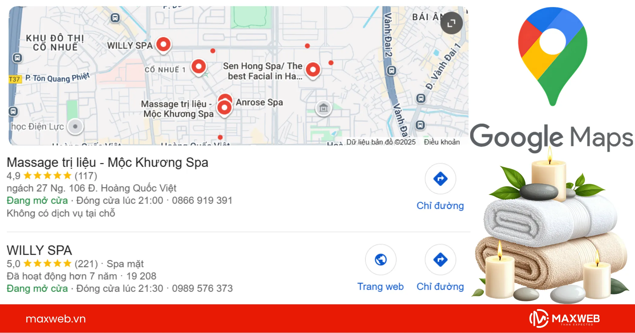 Quảng cáo spa kết hợp với dịch vụ đánh giá Google map