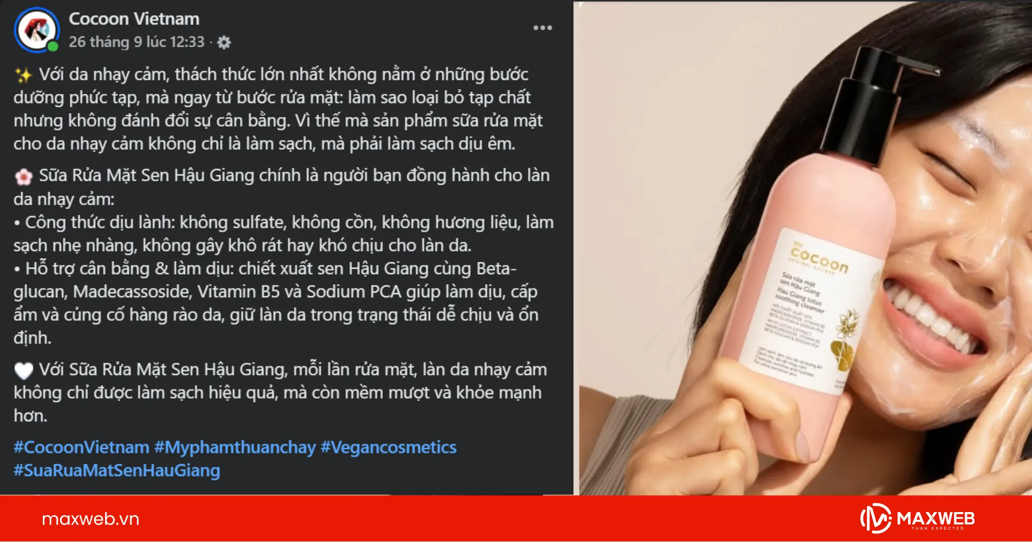 Quảng cáo sữa rửa mặt cho da nhạy cảm