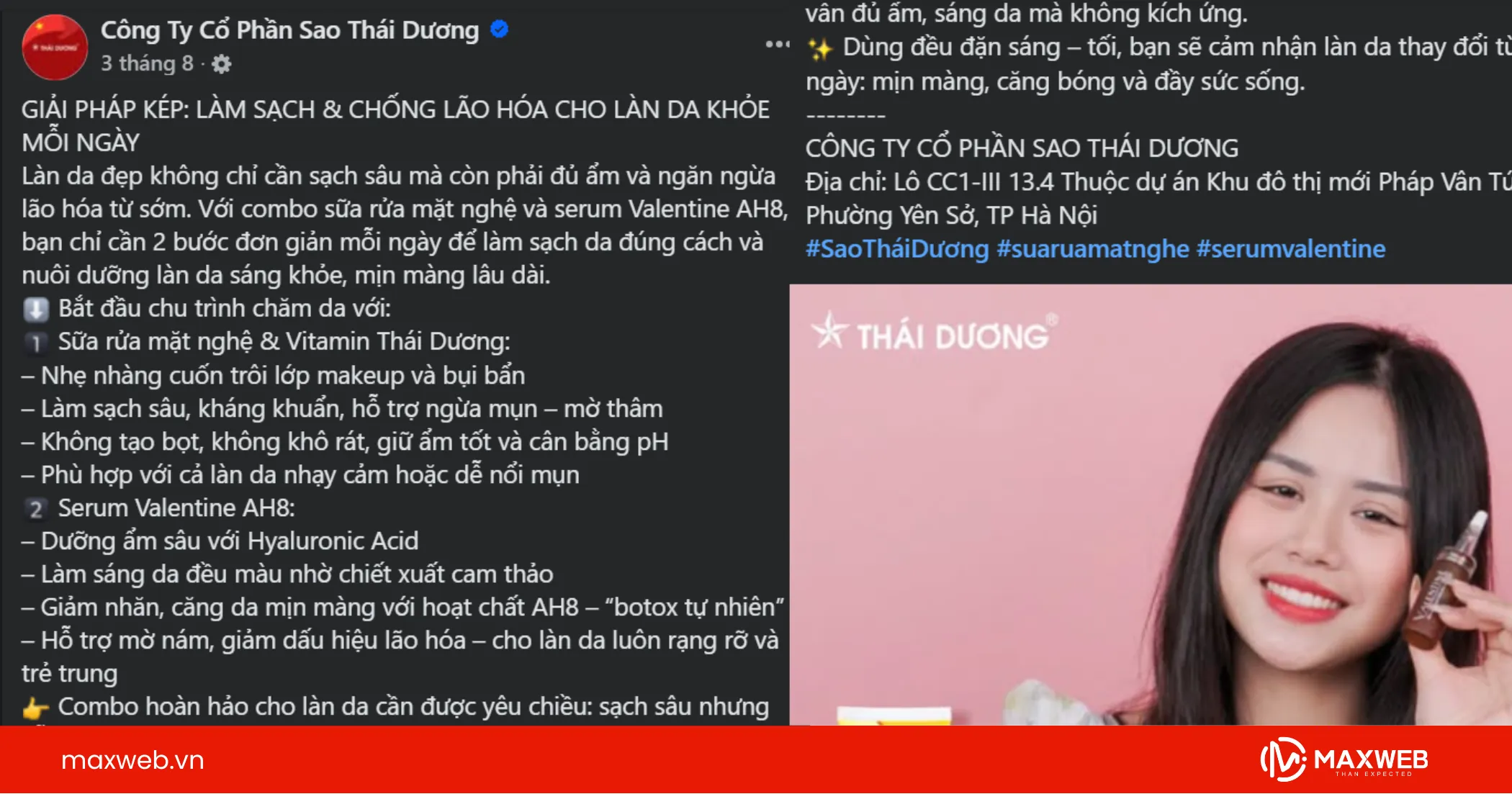Quảng cáo sữa rửa mặt quan tâm nỗi lo khách hàng