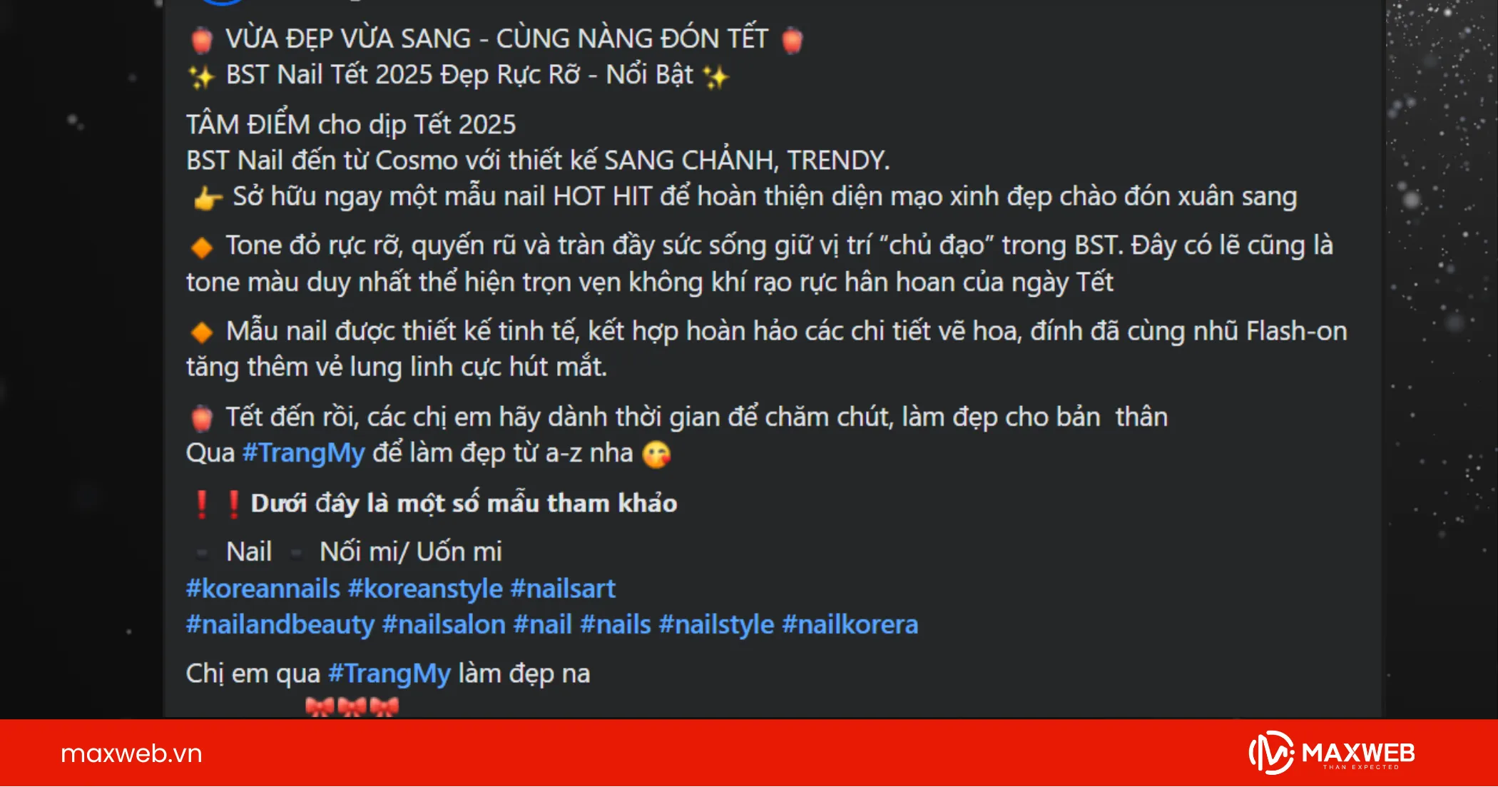 Bài viết quảng cáo tiệm nail dịp tết