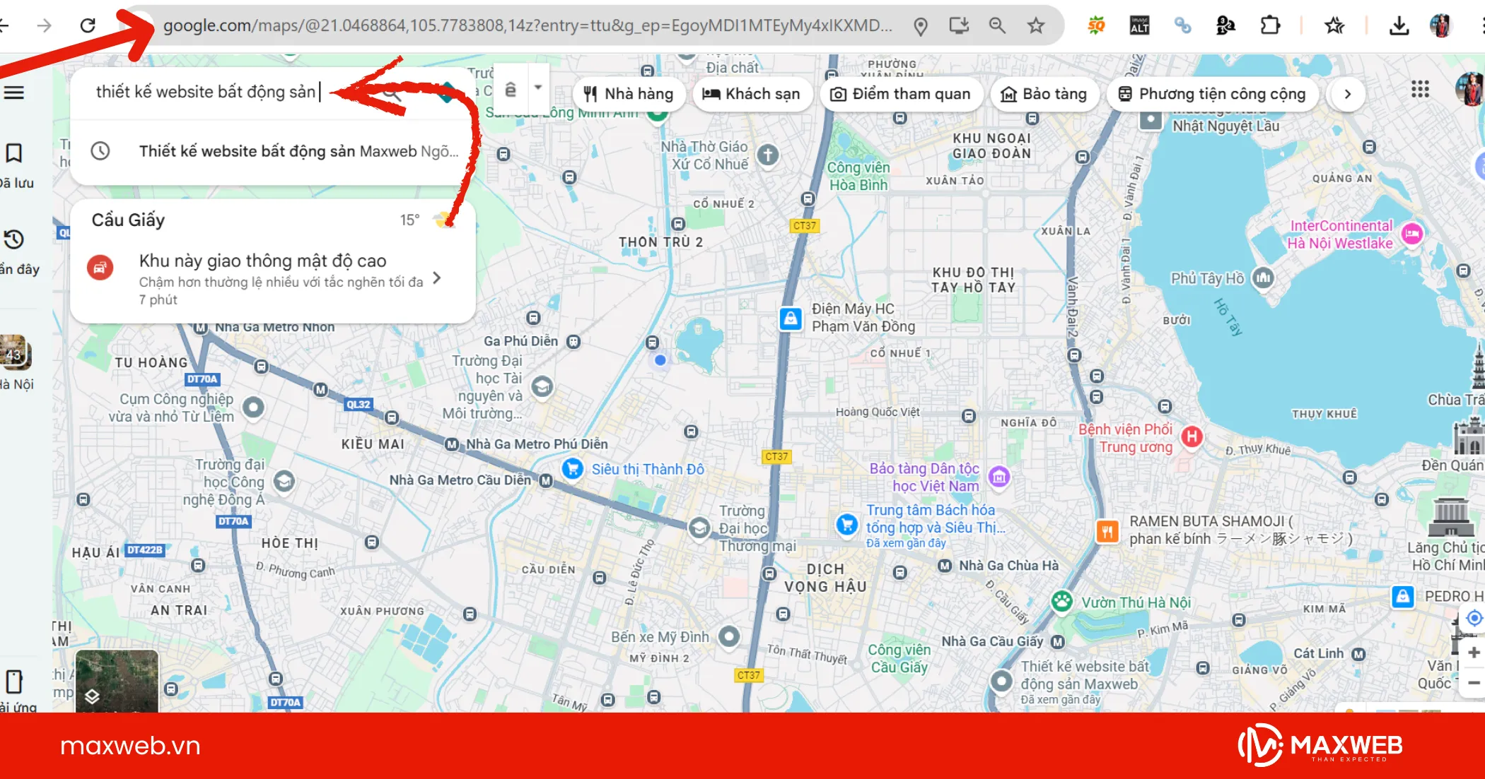 Bước 1: truy cập Google Map và tìm địa điểm ảnh
