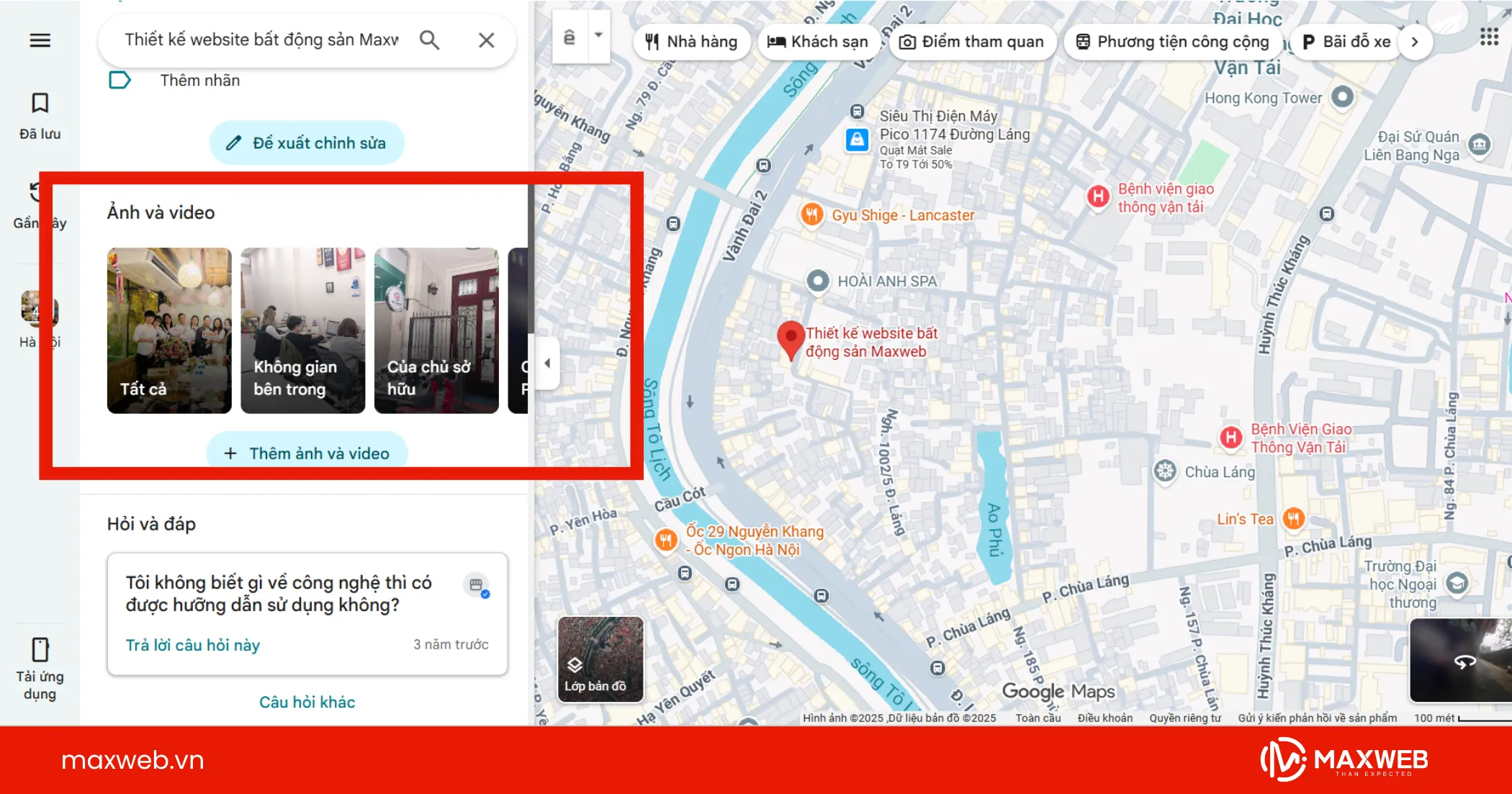 Mở thư viện ảnh của địa điểm bạn vừa tìm